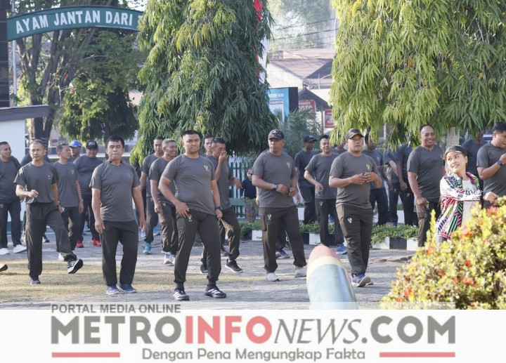 Jaga Kebugaran dan Kekompakan, Prajurit Kodim 1426/Takalar Bersama Persit Rutin Senam.
