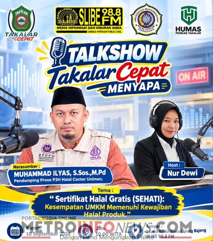“Sertifikat Halal Gratis” (SEHATI) Dalam Talk Show Takalar Cepat Menyapa.